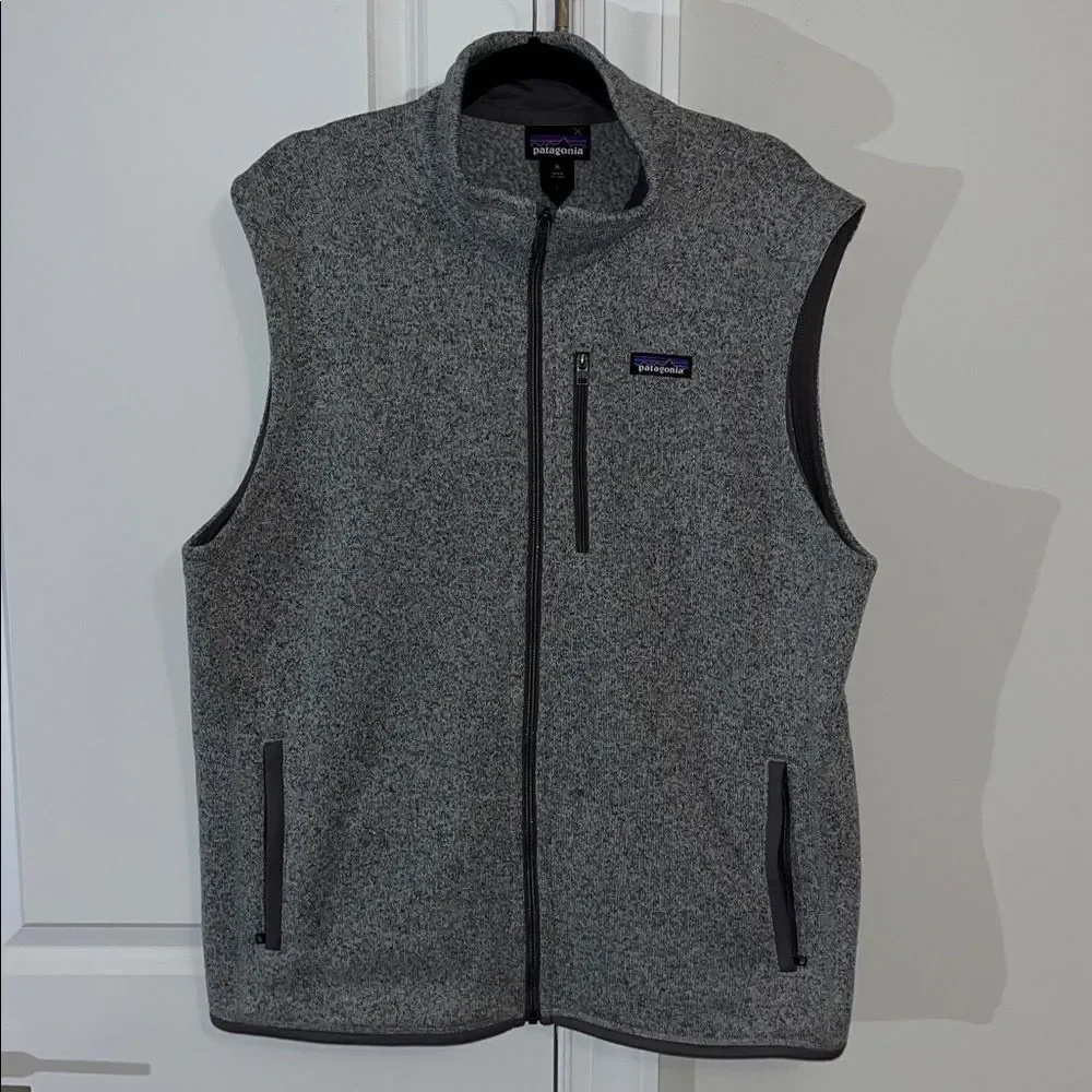 Patagonia Mens Gray 3 Pocket Fleece Mock Neck Full Zip Vest Jacket Outdoor-XL